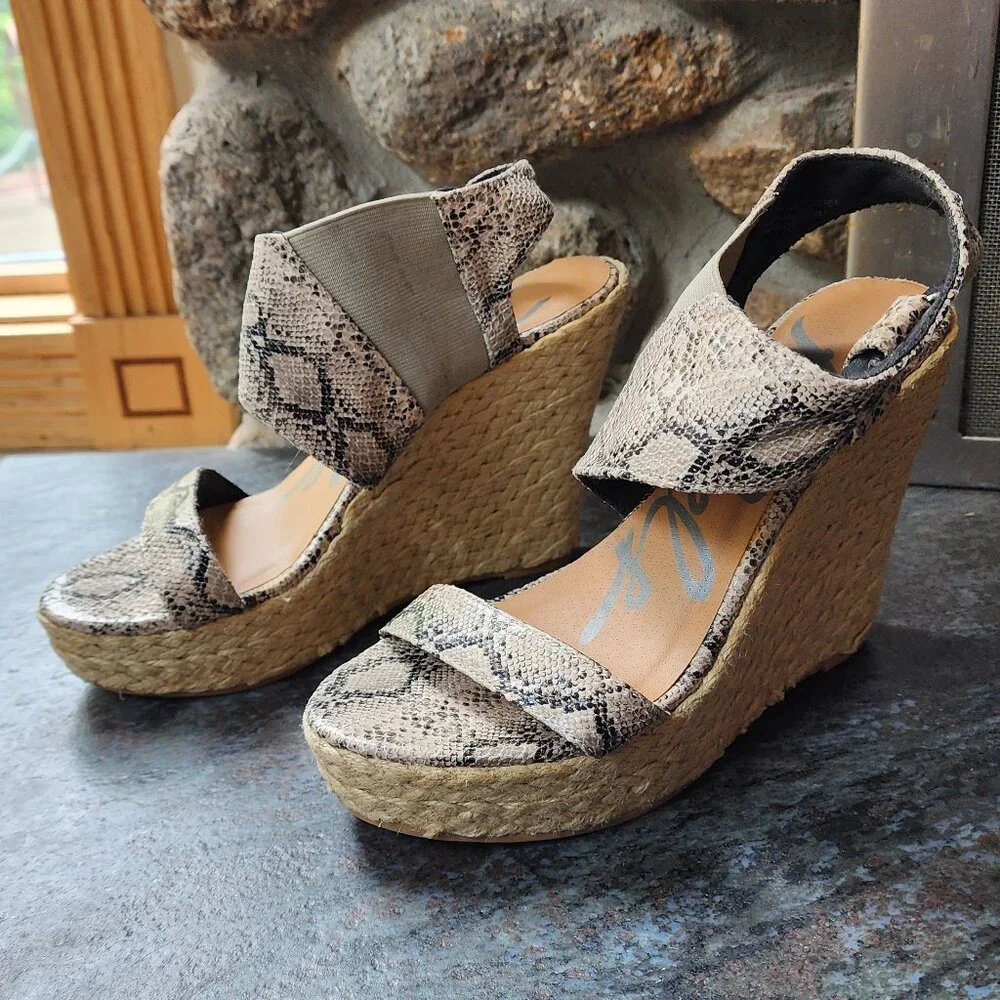 Rebels Kabuki Wedge Snakeskin Sandal Size 7.5